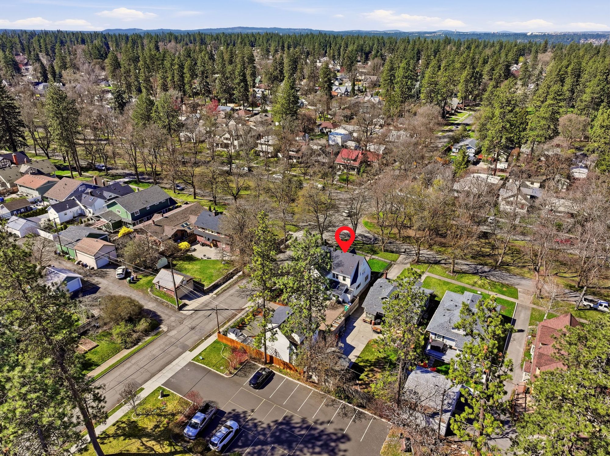 Aerial view of the neighborhood