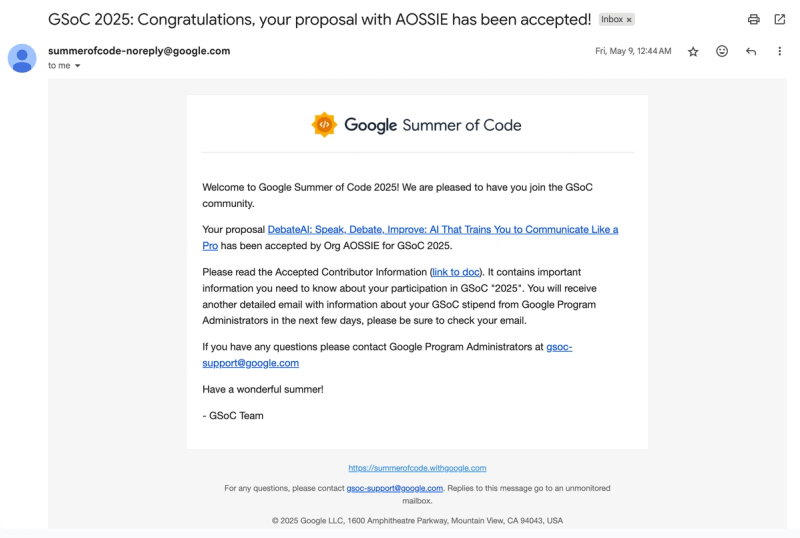 Selected for Google Summer of Code 2025