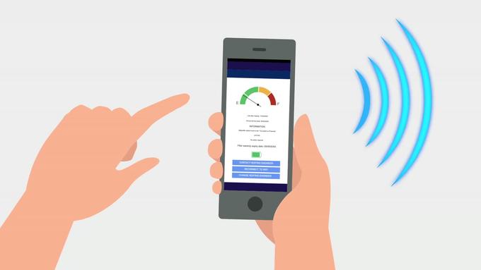 Illustration of a heating system water test result shown on a phone.