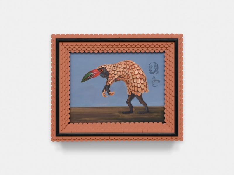 Installation view of displayed artwork titled Monster (kid, schuppig)