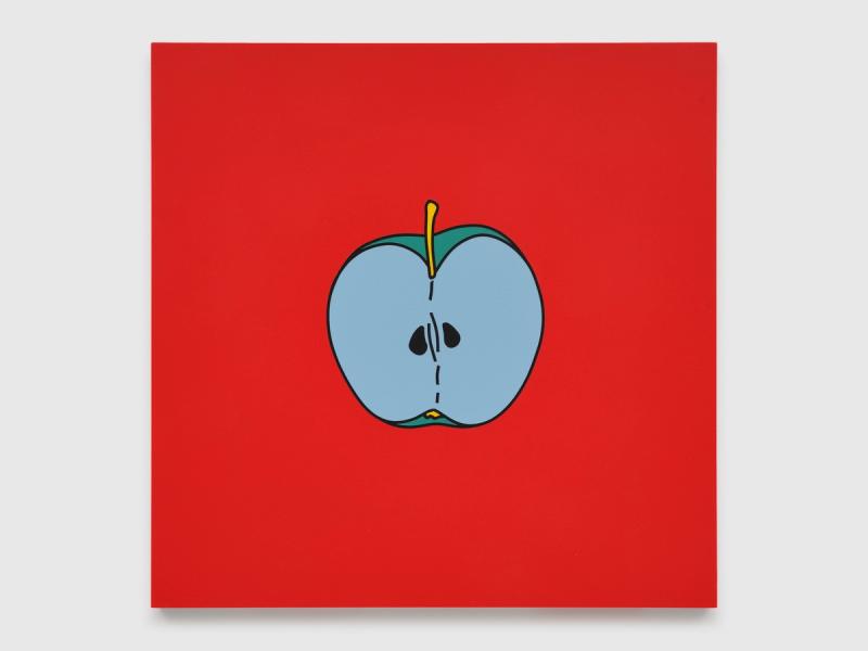Installation view of displayed artwork titled Untitled (apple red)