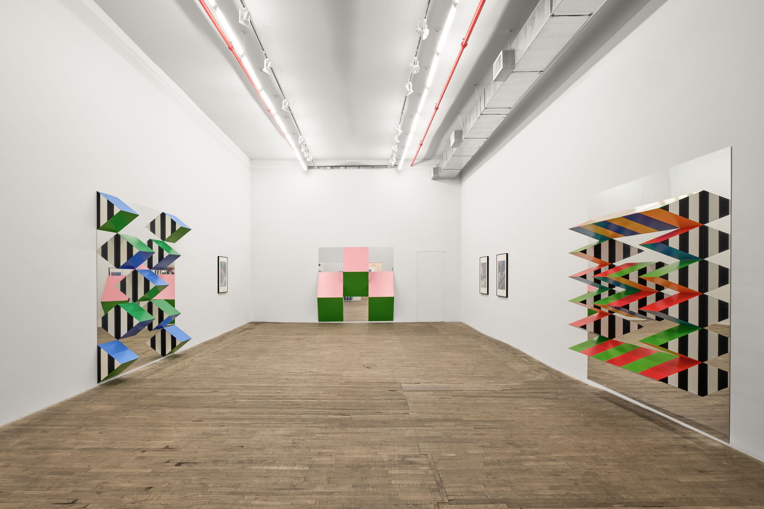 Installation view of Daniel Buren and Barbara Kasten