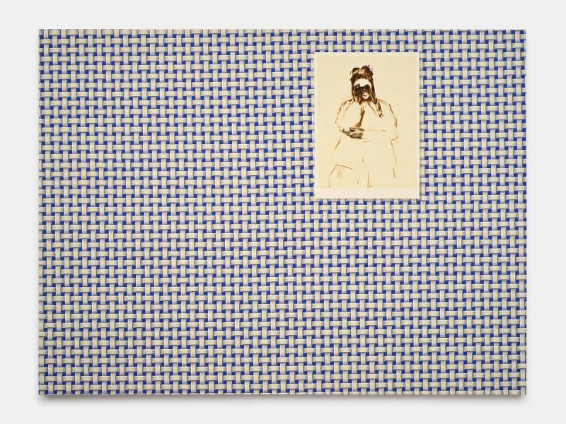 Installation view of displayed artwork titled Beige Matrix, Woman With Opera Glasses