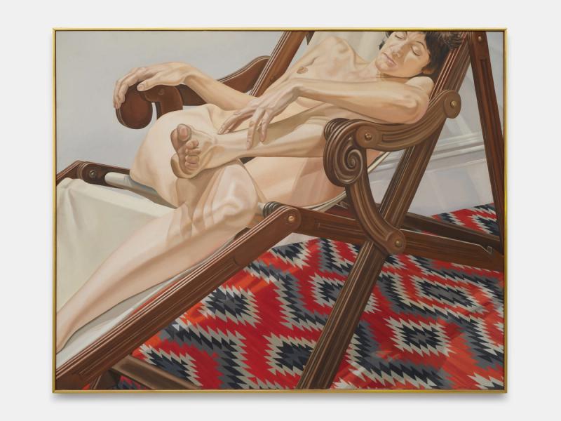 Installation view of displayed artwork titled Female Model on Deck Chair