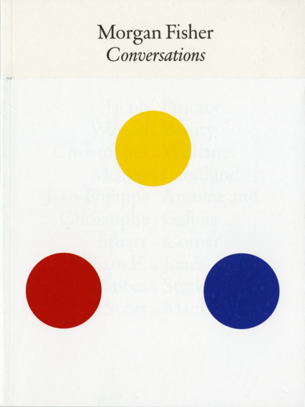 Book cover on plain gray background with title of Morgan Fisher: Conversations
