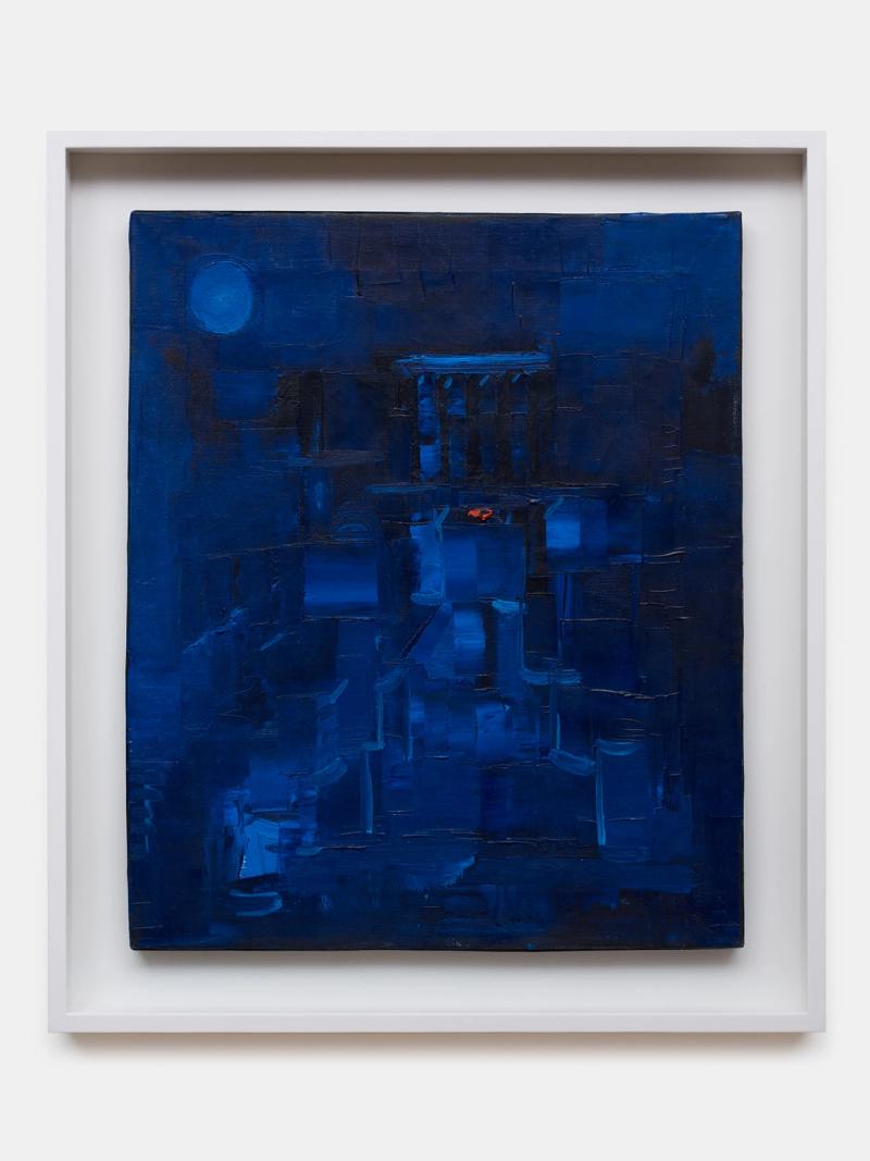 Installation view of displayed artwork titled Clear Winter Night under the Snow in Baalbek (Nuit claire d’hiver sous la neige à Baalbek)