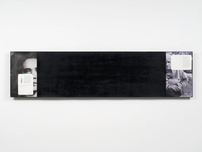Installation view of displayed artwork titled Body/Building: Redaction