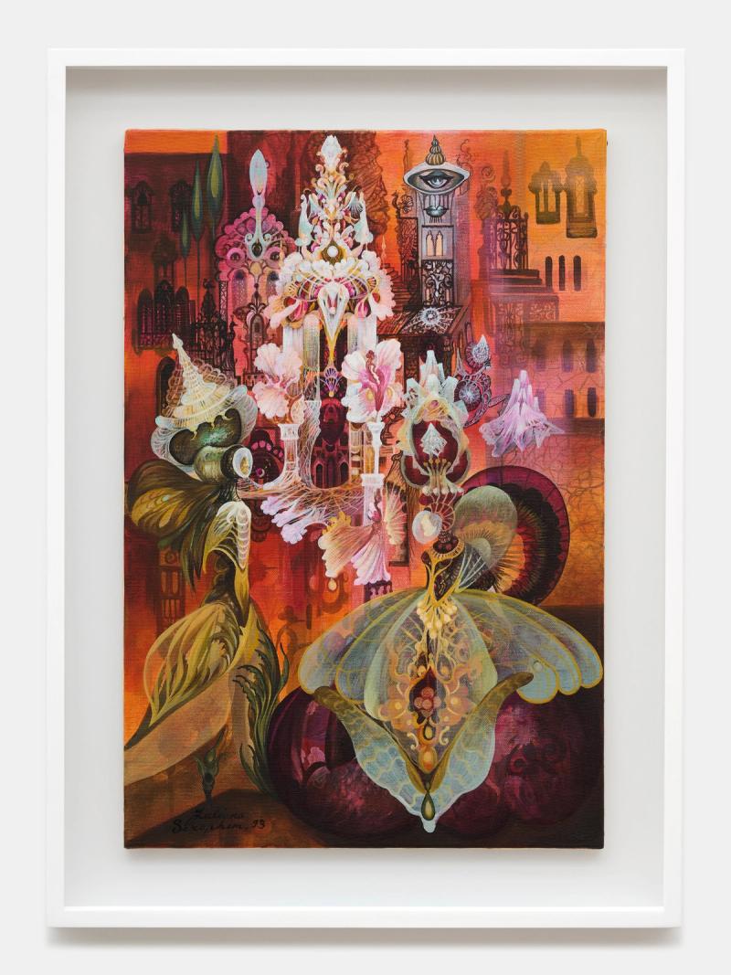 Installation view of displayed artwork titled Game of Masks (Jeux de masques)