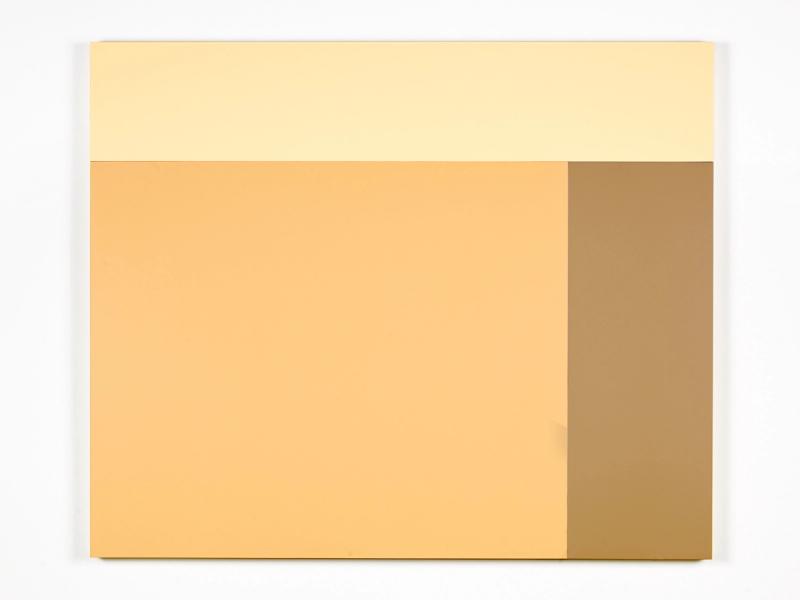 Installation view of displayed artwork titled D3 (Cream, Smoke Brown, Bisque)