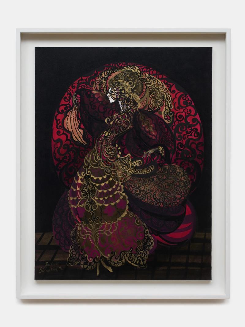 Installation view of displayed artwork titled Veil Dance (Danse du mandile)
