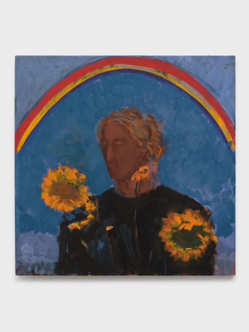 Installation view of displayed artwork titled Nathan aux tournesols (après la pluie)