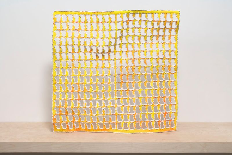 Installation view of displayed artwork titled Untitled (soft yellow structure)