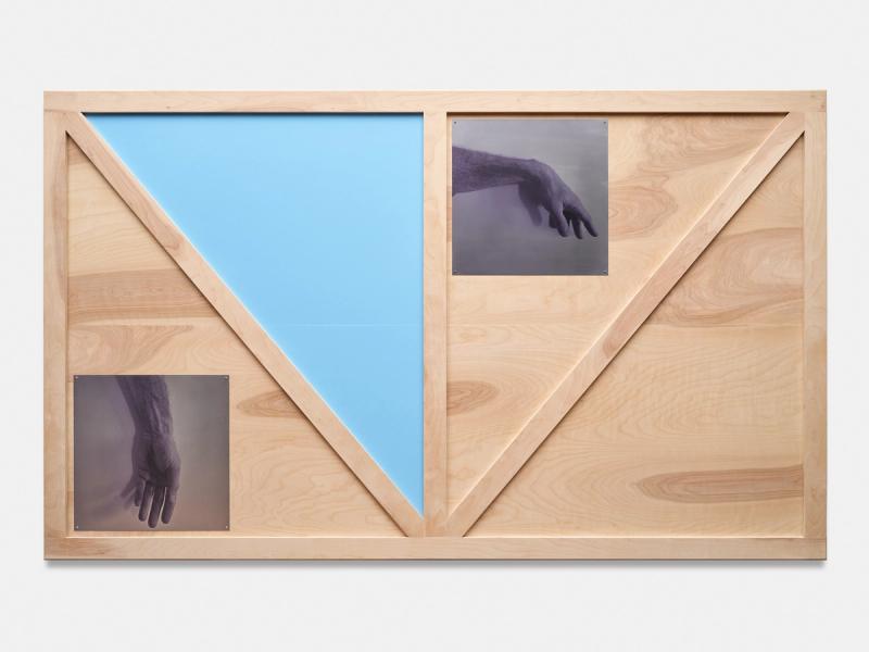 Installation view of displayed artwork titled Opening Sequence (blue)