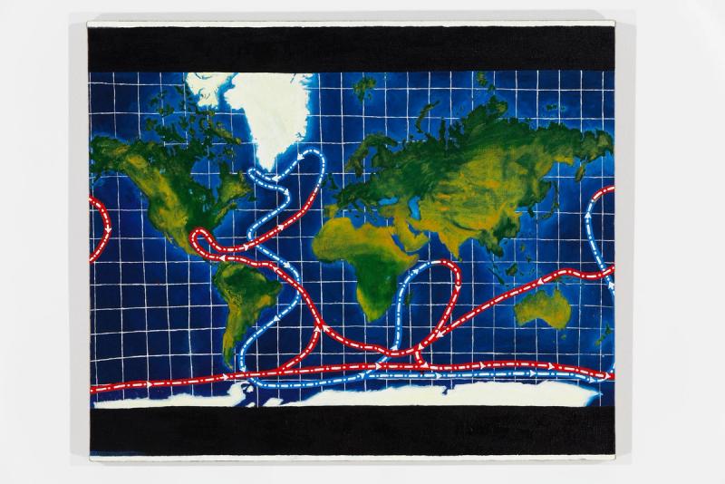 Installation view of displayed artwork titled The Great Global Ocean Conveyor Belt