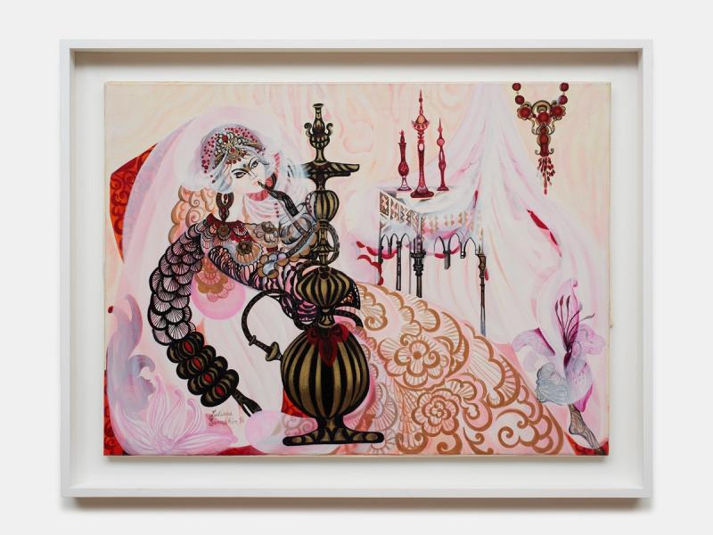 Installation view of displayed artwork titled Princess with a Hookah (Princesse au narguileh)