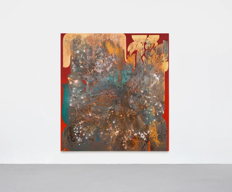 Installation view of displayed artwork titled Scarlet