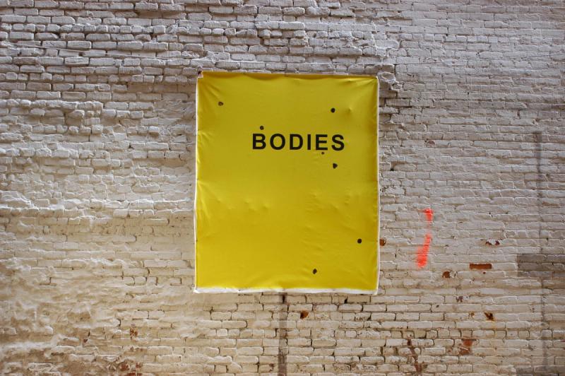 Installation view of displayed artwork titled Bodies