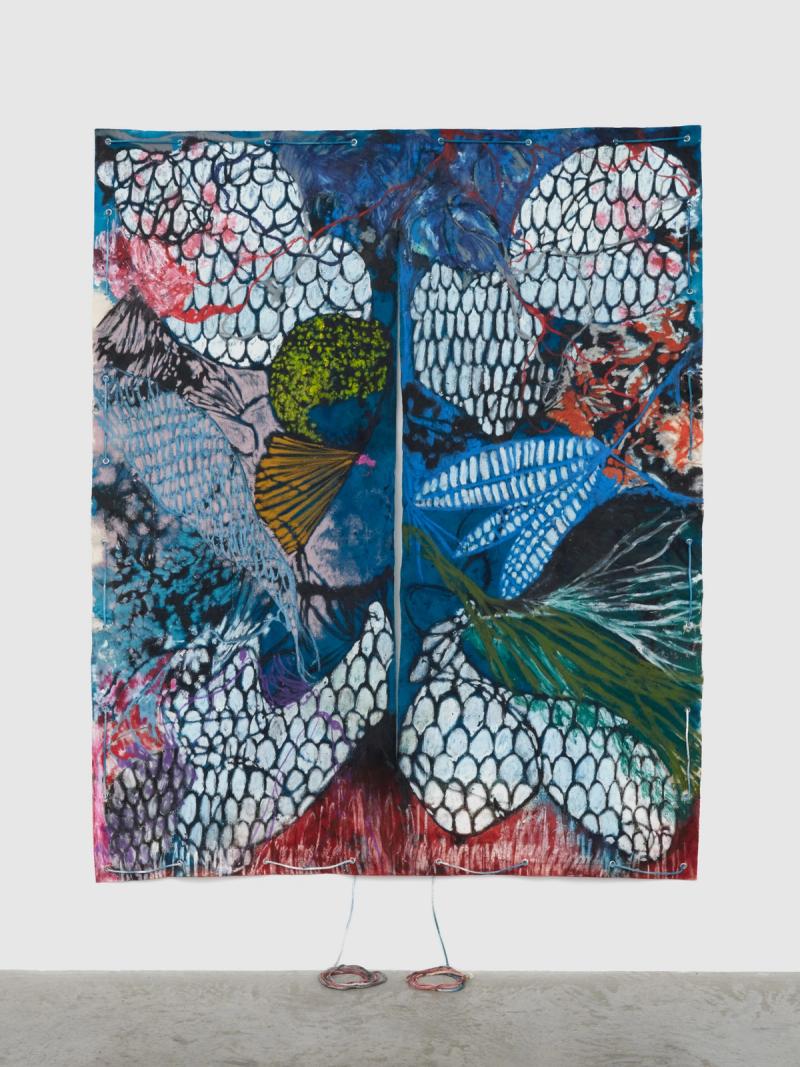 Installation view of displayed artwork titled Untitled (Limbs, Blue)