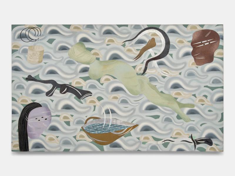 Installation view of displayed artwork titled Chapter 4: Hậu Chiến / Post-war