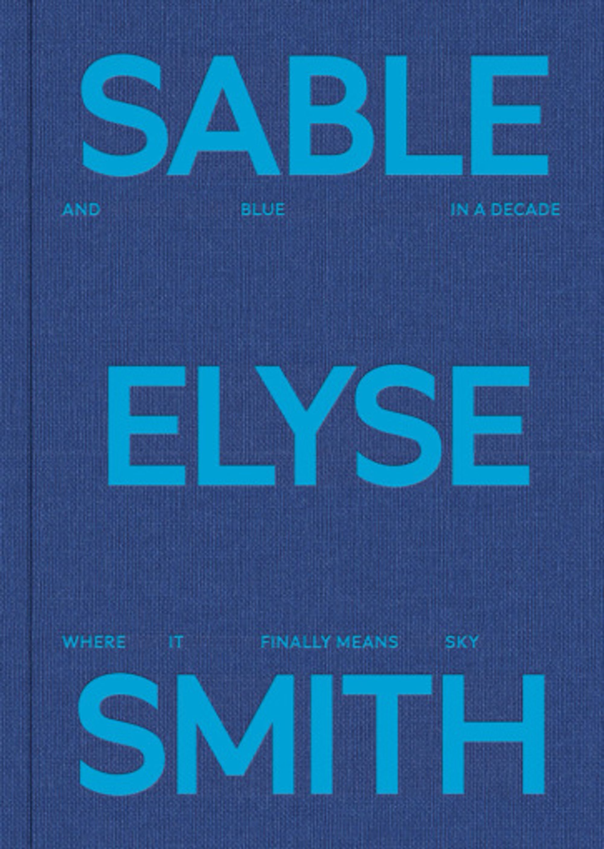 Book cover on plain background with title of Sable Elyse Smith: And Blue in a Decade Where It Finally Means Sky