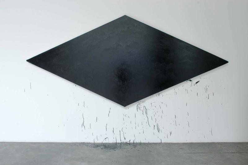 Installation view of displayed artwork titled For Steven Parrino (Dark Matter)/FTW
