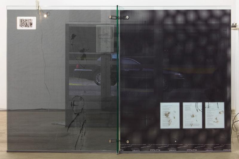 Installation view of displayed artwork titled Maxwell’s Demon Returning a Gift in Much Degraded Form