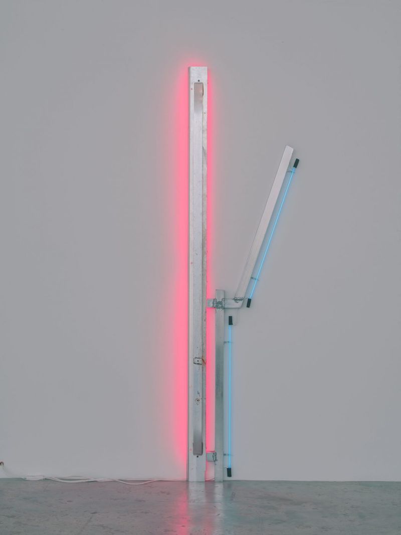 Installation view of displayed artwork titled Untitled (pink and blue)