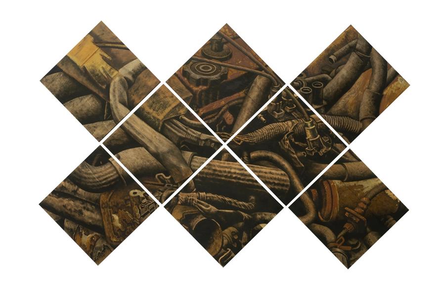 Featured Image (Installation View) of exhibtion: Felt, Velvet, Soot, Gypsum, Engine Oil