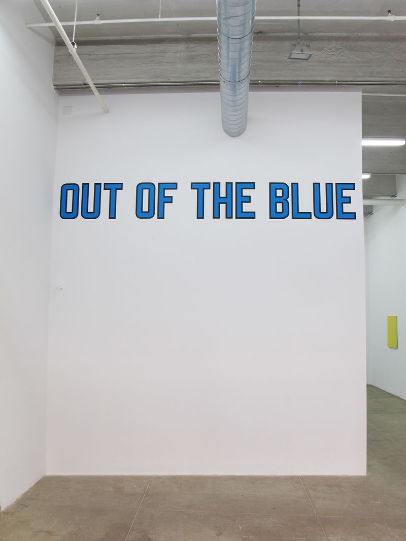 Installation view of displayed artwork titled OUT OF THE BLUE