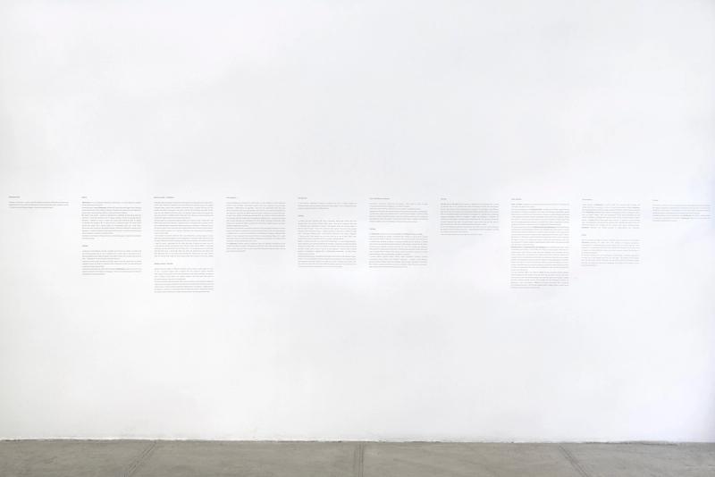 Installation view of displayed artwork titled Disclosures (Text)