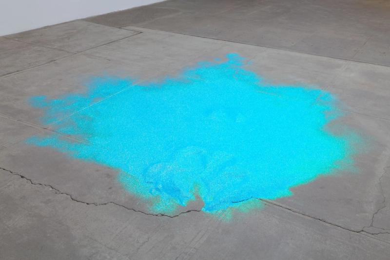 Installation view of displayed artwork titled Untitled (blue glitter)