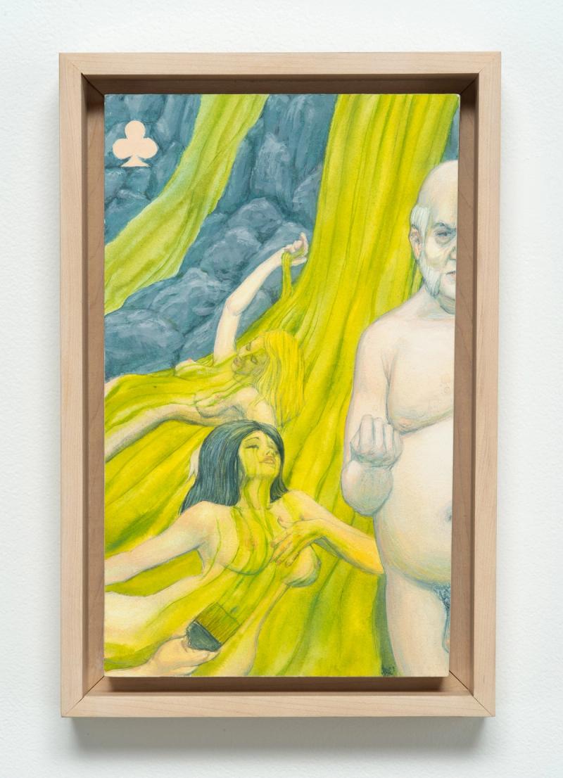 Installation view of displayed artwork titled Dream Object: Paperback Cover Painting (Naked Bodies in Green Slime)