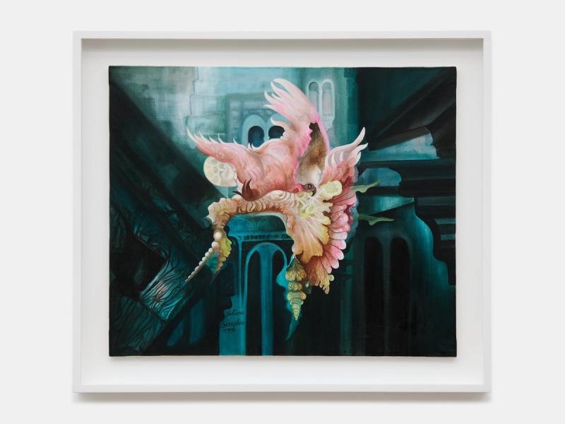 Installation view of displayed artwork titled The Forgotten Doll (La poupée oubliée)