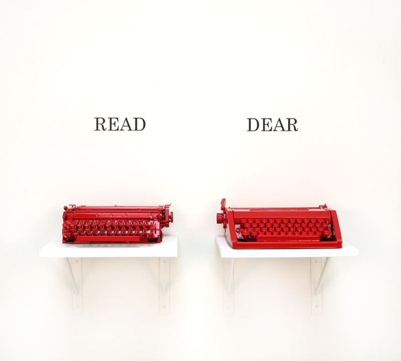 Installation view of displayed artwork titled READ DEAR
