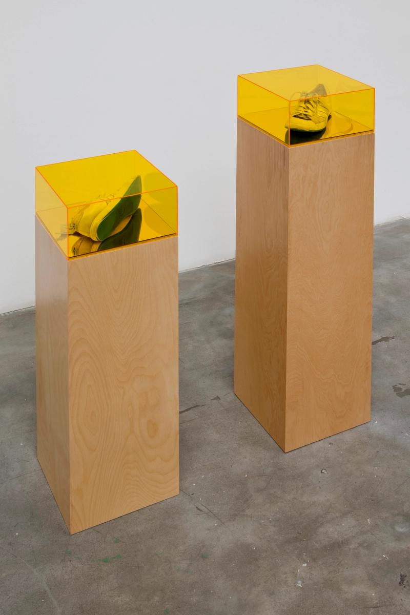 Installation view of displayed artwork titled his personal effects (natural)