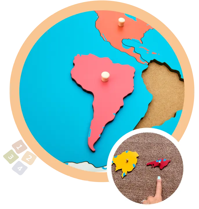 Монтесори пъзел „Карта на света“