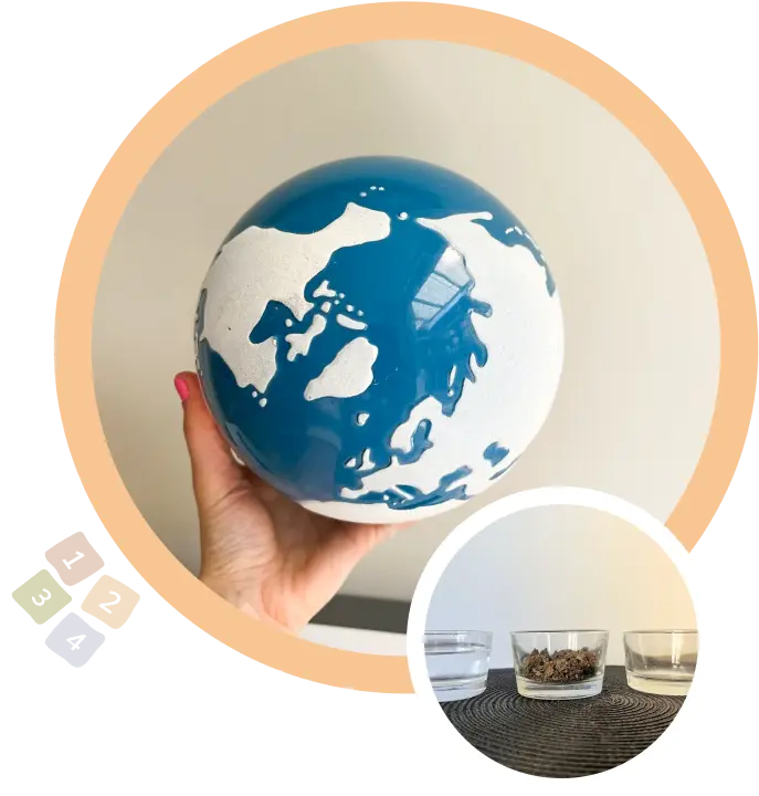 глобус с грапава повърхност за суша и гладка за вода