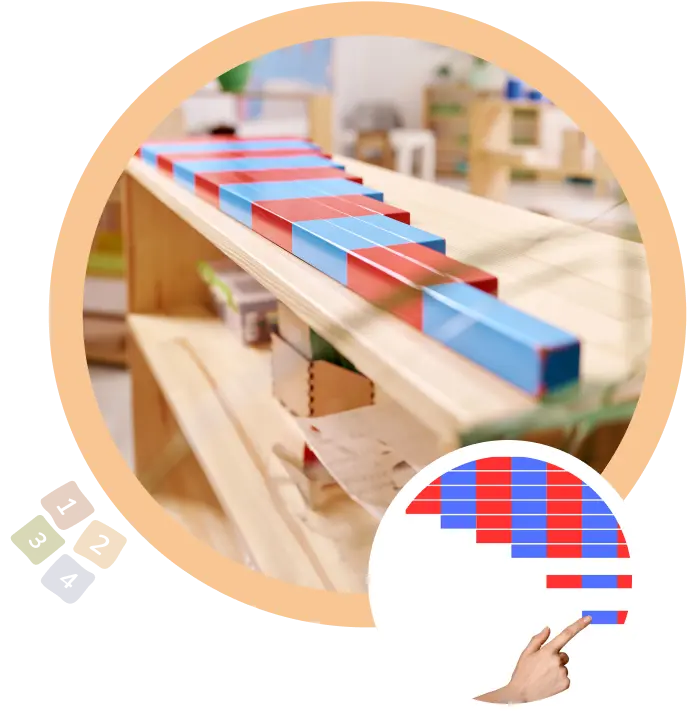 последователно подредени червени и сини блокове 