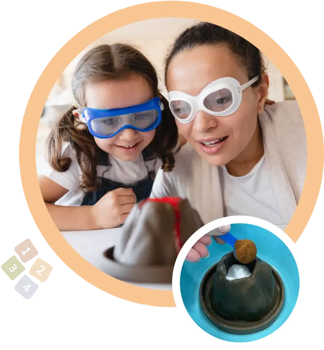 майка и дете наблюдават изригване на "вулкан"