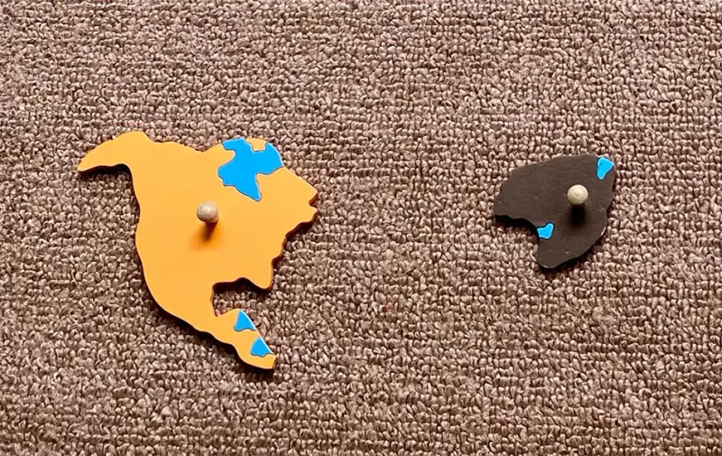 части от Монтесори пъзел "Карта на света"