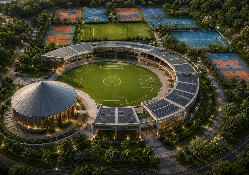 Sports arena in the LIFT Shelters township