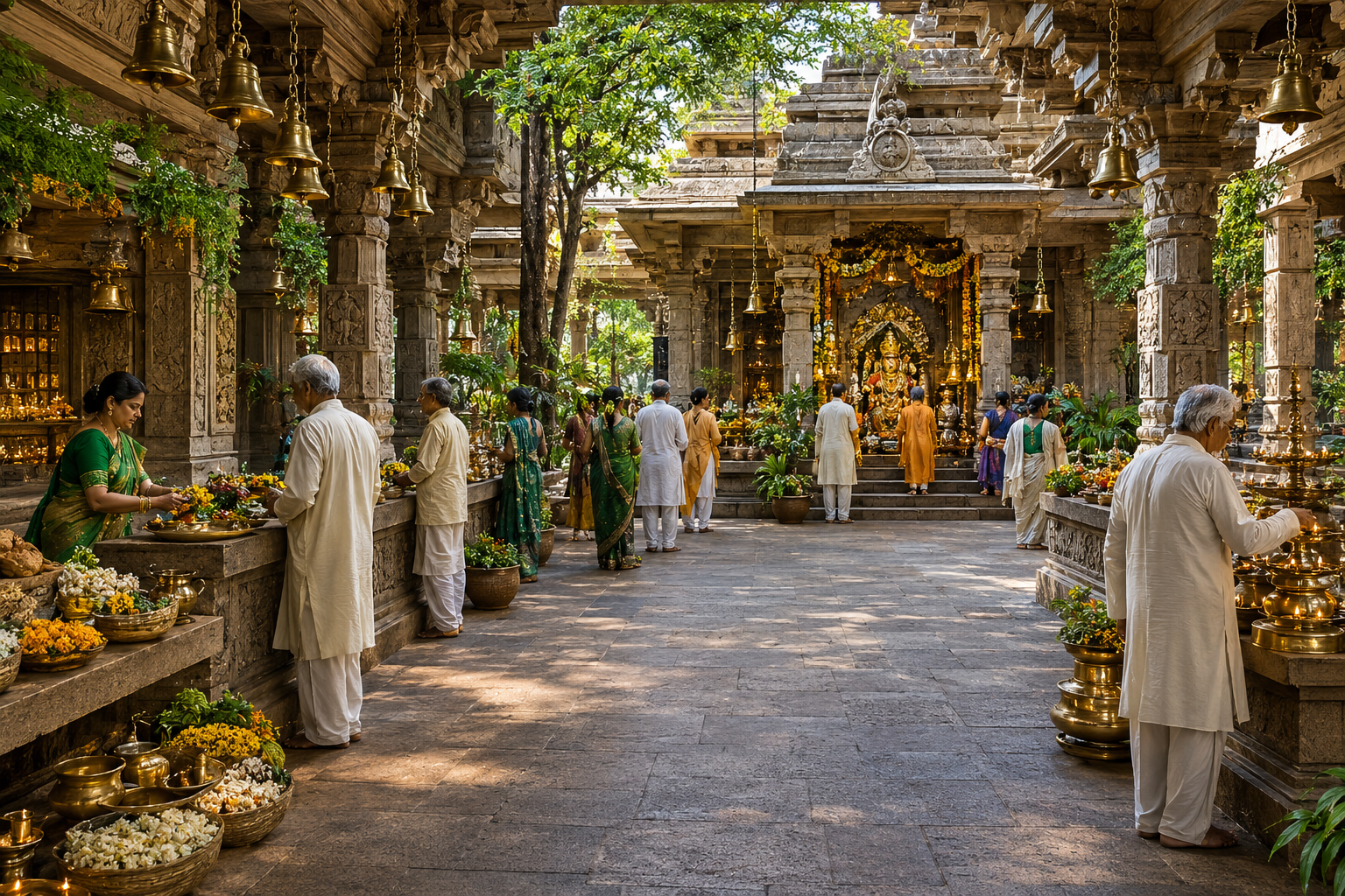 Temple courtyard within the LIFT Shelters township