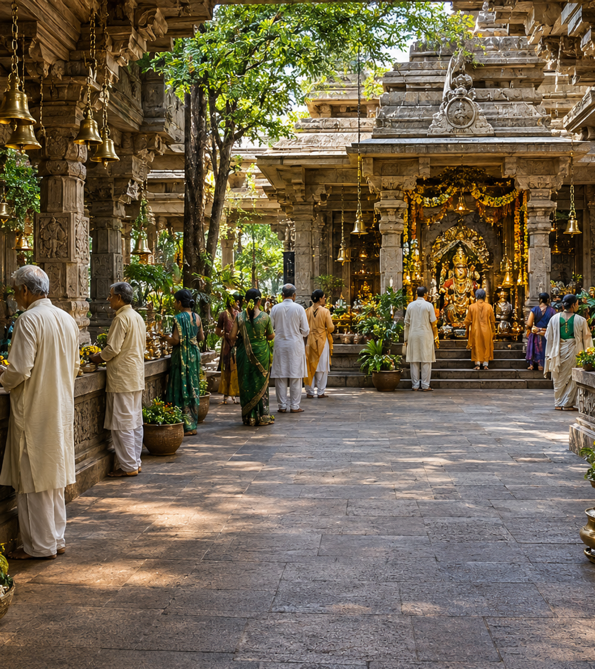Temple courtyard within the LIFT Shelters township