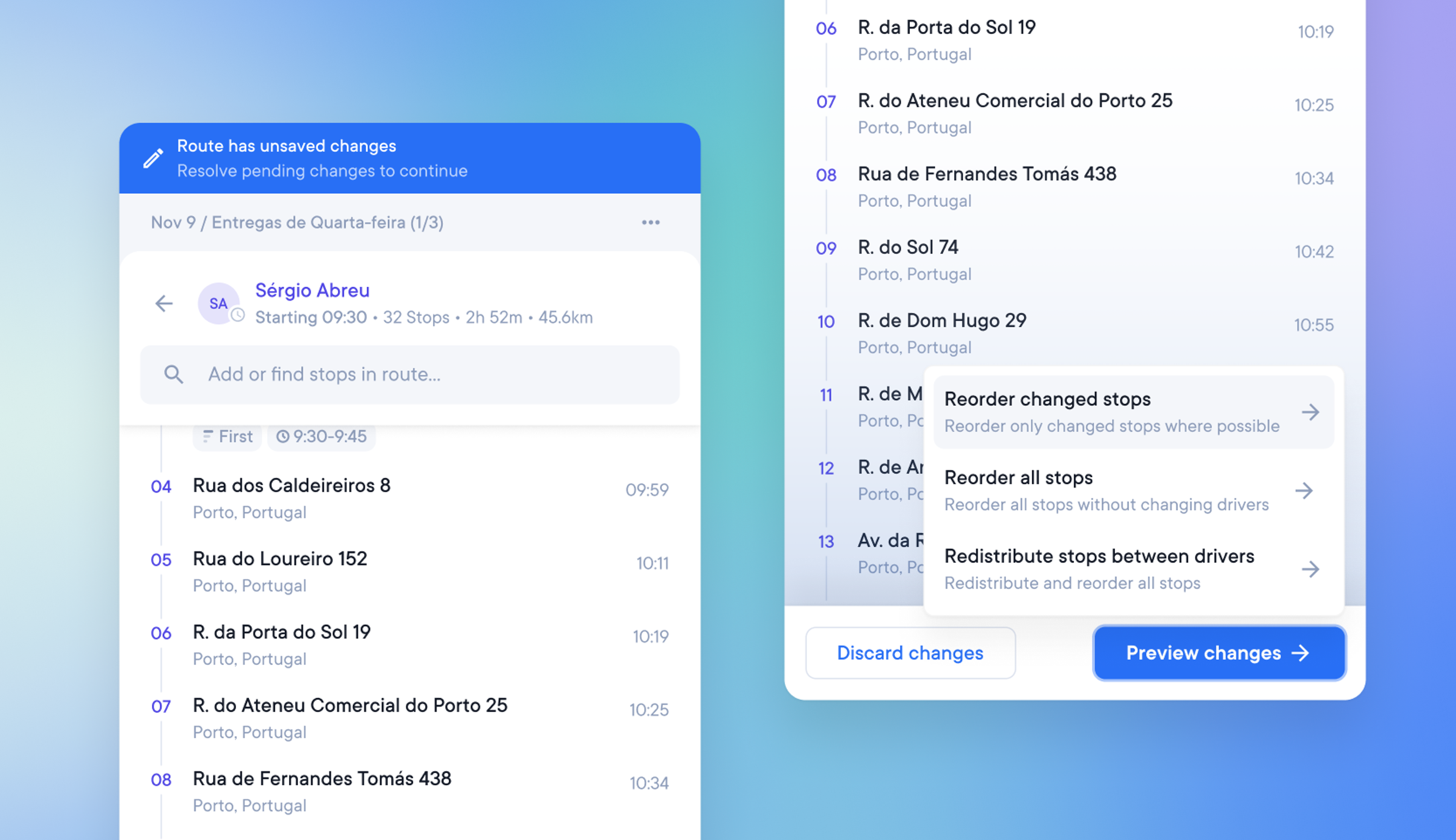 Make last-minute edits to optimized routes