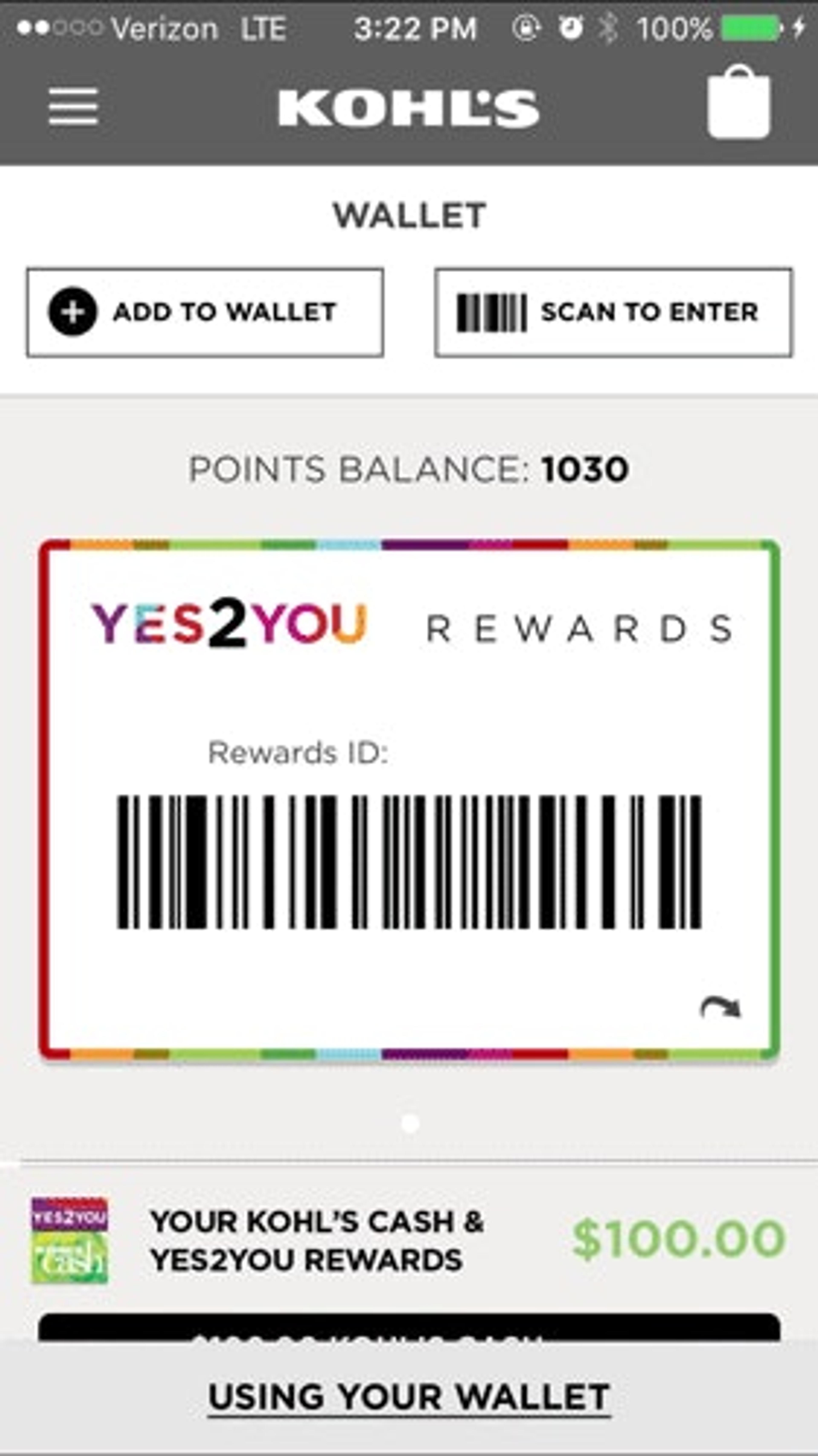 add kohls cash to wallet