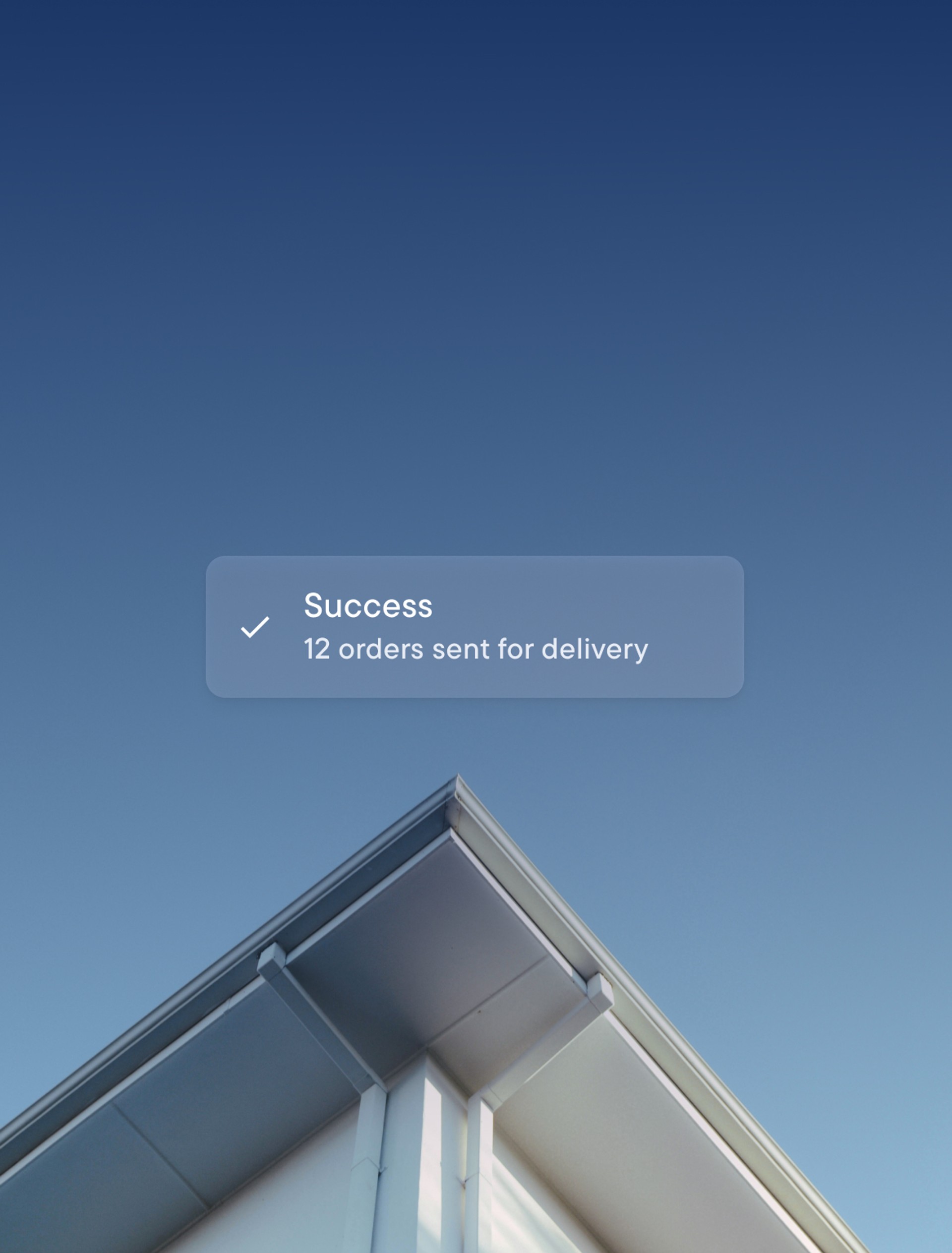 Success message: 12 orders sent for delivery.