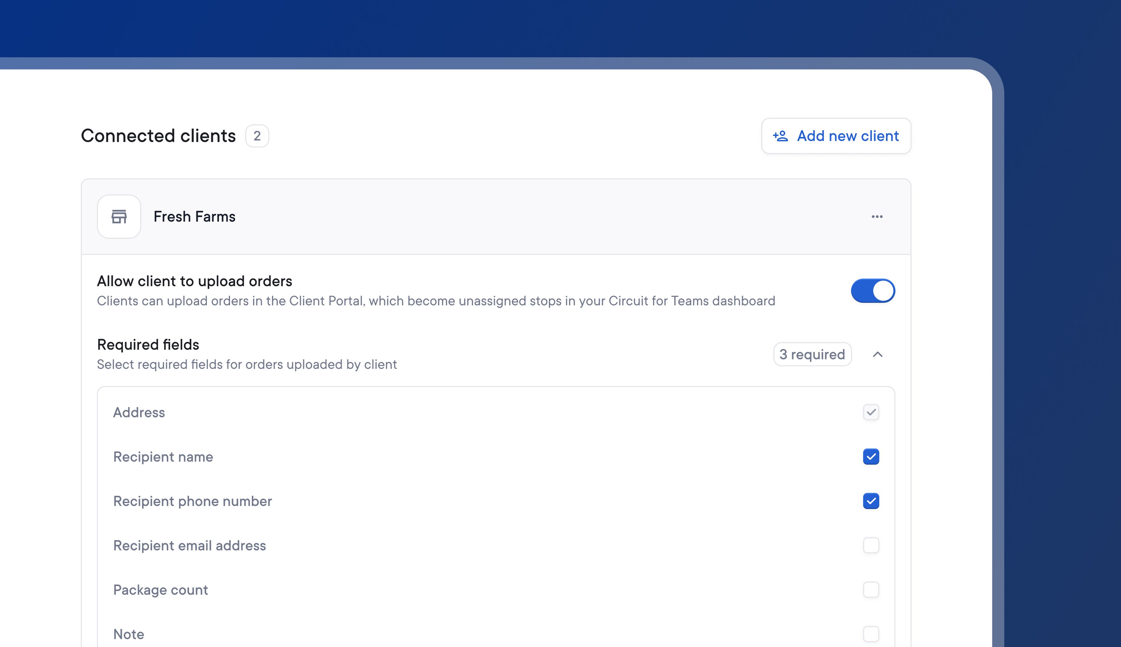 add required fields