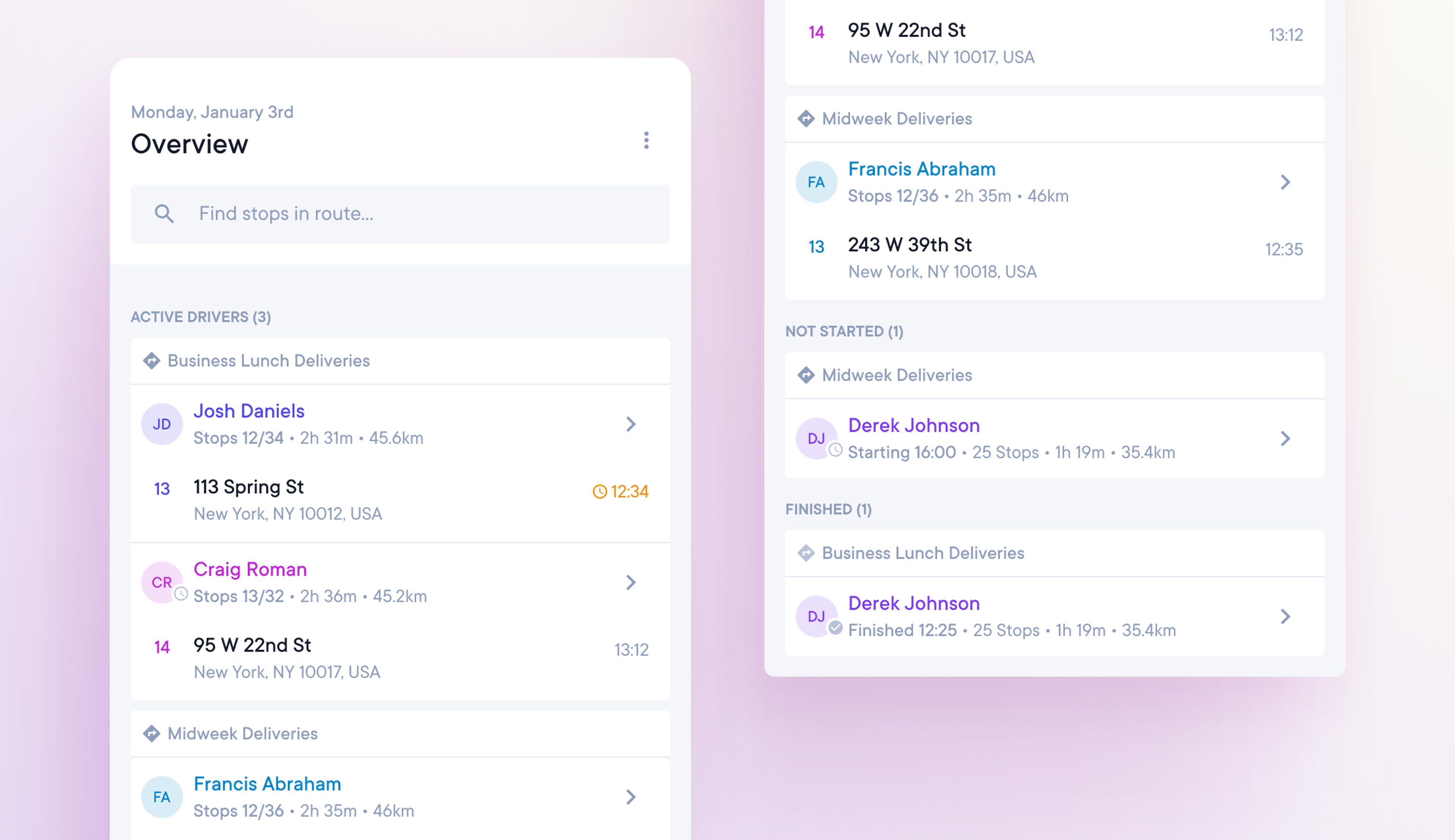Improved route management