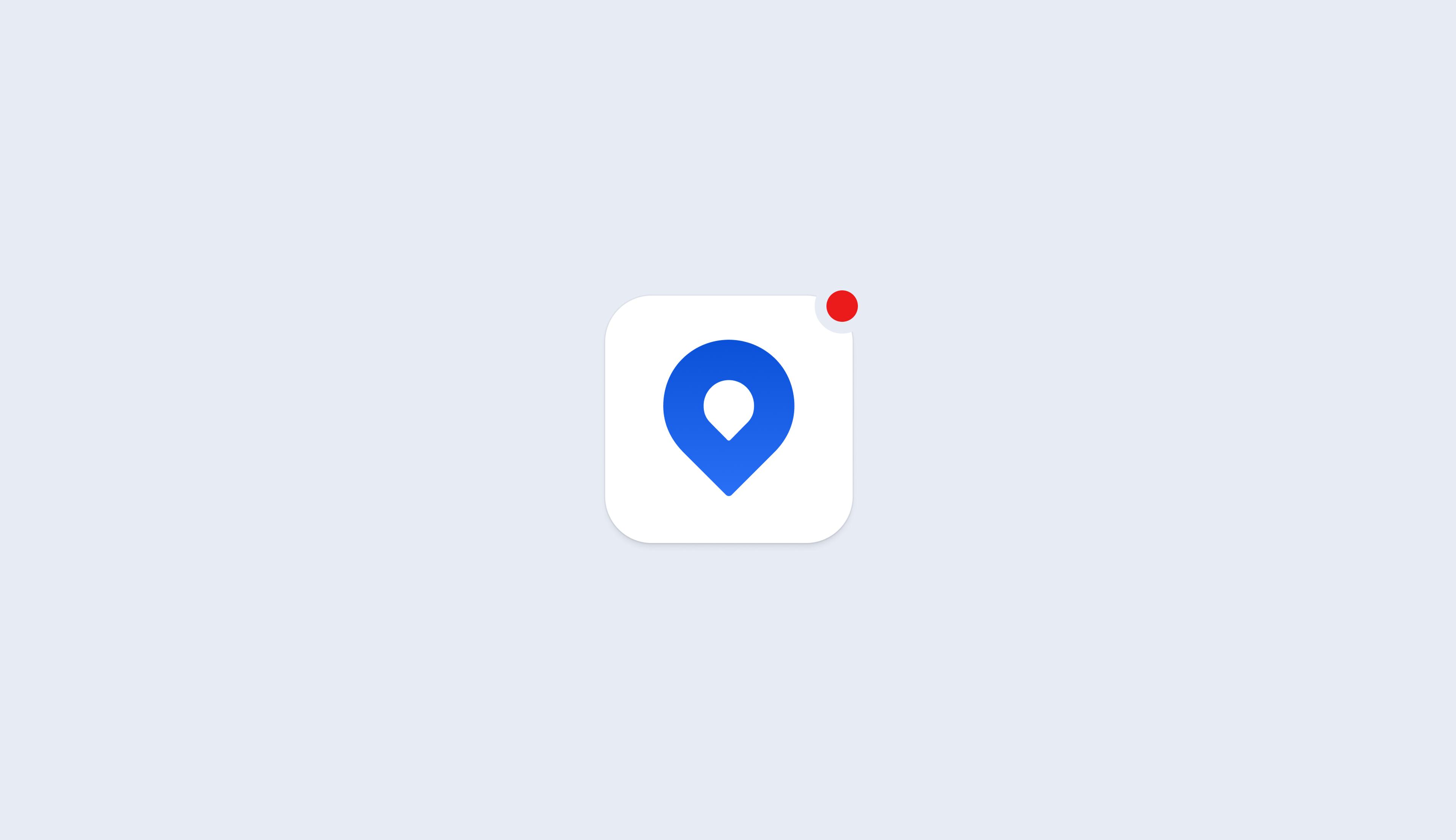 App icon of a blue location pin with a red notification dot.