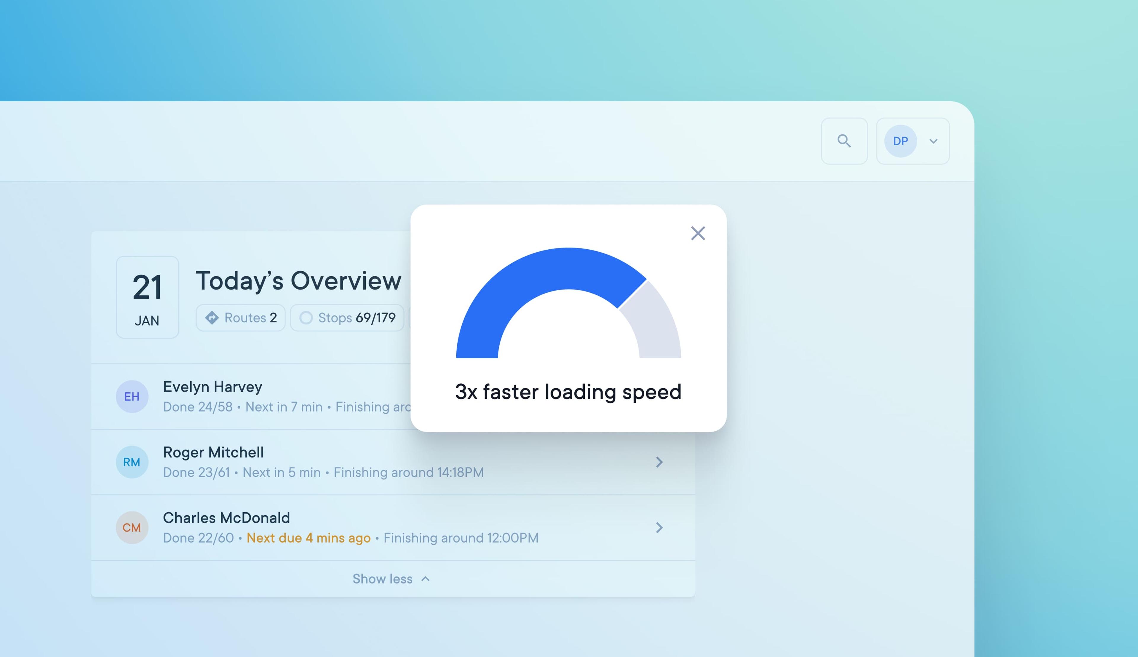 Faster access to the delivery dashboard and data